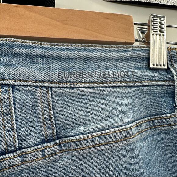 Current/Elliott Light Wash High Rise Wide Leg Cotton Blend Jeans Size 28 - Picture 5 of 11